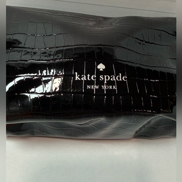 Kate Spade New York Black Croc Embossed Patent Small Cosmetic Pouch BRAND NEW - Picture 6 of 8